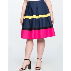 Colorblocked Pleated Skirt